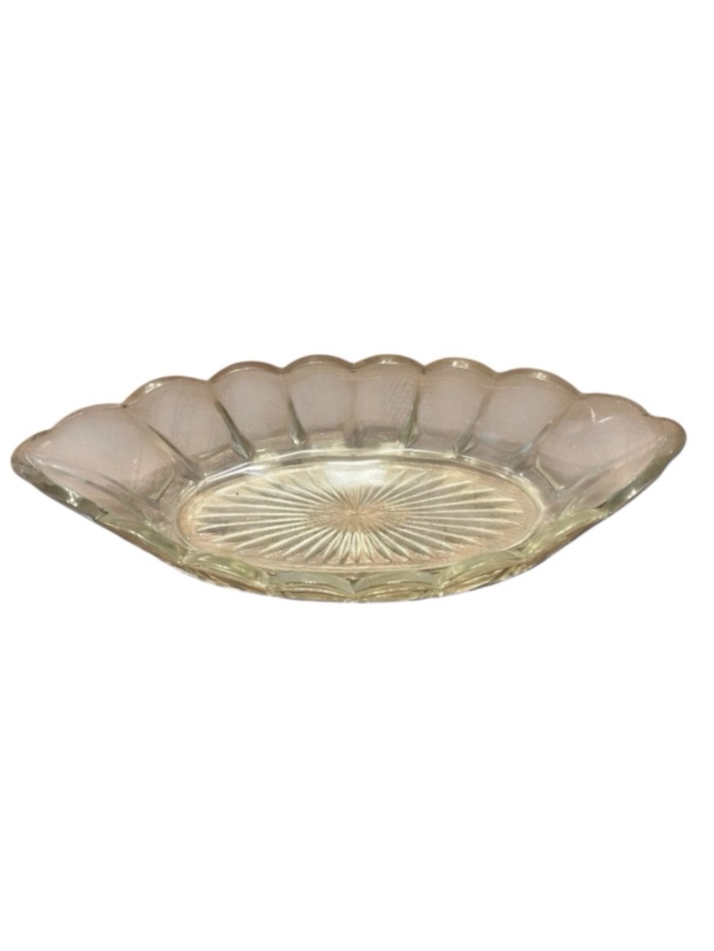 Vintage Clear Cut Glass Relish Dish. 9"  Pre owned